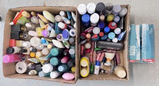 2 X BOXES OF GOOD QUALITY TOILETRIES TO INCLUDE HAIR SPRAY, HANDWASH, SHAMPOO, FACE CLEANERS,