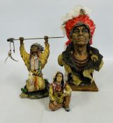 INDIAN CHIEF 40CM H WITH MEDICINE MAN AND INDIAN.