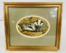 A FRAMED AND MOUNTED ORIGINAL WORK DEPICTING BADGES BEARING SIGNATURE E. HANDFORD (W 25.