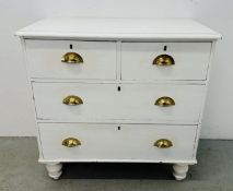 A PINE PAINTED TWO OVER TWO DRAWER CHEST, W.........CM.
