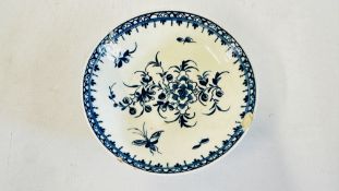 AN ANTIQUE CAUGHLEY SAUCER (A/F RIM CHIP) DIAM 12.5CM.