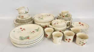 APPROX 50 PIECES OF WEDGWOOD RASPBERRY CANE DINNER SERVICE.