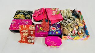 TWO BASKETS OF ASSORTED FASHION JEWELLERY, NECKLACES AND BRACELETS,