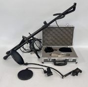 BELRINGER B-1 MIC IN ALUMINIUM FRAMED CASE, STANDS ETC.
