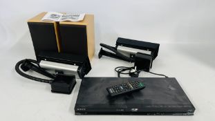 A PAIR OF DENON SC-M50 LOUDSPEAKERS DESIGNED BY MISSION (BOXED) + SONY BLU-RAY 3D DISC PLAYER