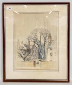 A FRAMED AND MOUNTED WATERCOLOUR TITLED 