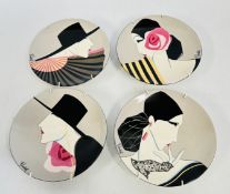 A SET OF 4 ART DECO STYLE FASHION PLATES MARKED 