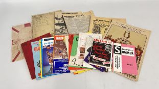 A TRAY OF EPHEMERA TO INCLUDE SHOWTIME PROGRAMMES AND ROYALTY ITEMS.