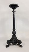 A VINTAGE CAST IRON CANDLE HOLDER, H 54CM.
