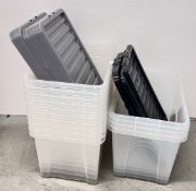 14 X 65 LITRE PLASTIC STORAGE BOXES WITH LIDS.