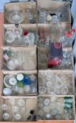 10 X BOXES CONTAINING AN EXTENSIVE GROUP OF ASSORTED SUNDRY GLASS WARE, DRINKING VESSELS, VASES,