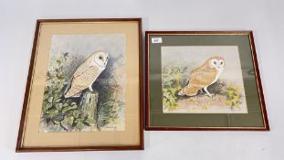 TWO FRAMED AND MOUNTED WATERCOLOUR STUDIES DEPICTING 