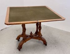 AN ARTS AND CRAFTS RECTANGULAR FOLDING CARD TABLE IN LIGHT OAK,