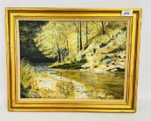 A FRAMED OIL ON BOARD TITLED 