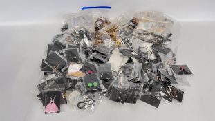 JOB LOT OF COSTUME JEWELLERY TO INCLUDE EARRINGS, NECKLACES AND BRACELETS (IN 2 BOXES).