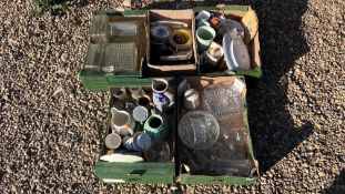 A GROUP OF 5 BOXES CONTAINING HOUSEHOLD SUNDRY CHINA BOOTHS, BOURNE DENBY DERBY, ARTHUR WOOD TEAPOT,