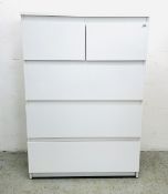 MODERN WHITE FINISH TWO OVER 3 DRAWER CHEST, W.........CM.