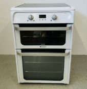 HOTPOINT ULTIMA SLOT IN DOUBLE OVEN ELECTRIC COOKER WITH CERAMIC INDUCTION HOB - SOLD AS SEEN.