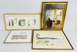 A GROUP OF 4 ORIGINAL ARTWORKS TO INCLUDE MARGARET KING 