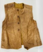 A VINTAGE LEATHER JERKIN, SIZE 48.