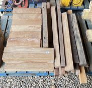 LARGE GROUP OF ASSORTED HARDWOOD VARIOUS LENGTHS AND SIZES.