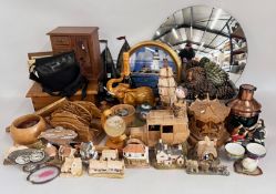 A GROUP OF COLLECTIBLES TO INCLUDE DECORATIVE WOODEN MODEL OF A SHIP, CHOPSTICKS,