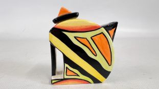 A LORNA BAILEY AZTEC DESIGN MINIATURE TEAPOT, BEARING SIGNATURE, H 10CM.
