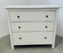 MODERN WHITE FINISH 3 DRAWER CHEST.