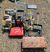 SHED SUNDRIES AS CLEARED TO INCLUDE WORKMATE, AGOJAMA BENCH GRINDER,