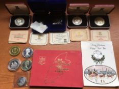COINS: SMALL BOX ISLE OF MAN PROOF AND OTHER CROWNS, 1981 DIAMOND FINISH CASED SET ETC. (12 ITEMS).