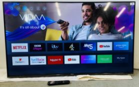 HISENSE 50 INCH SMART TV WITH REMOTE - SOLD AS SEEN.