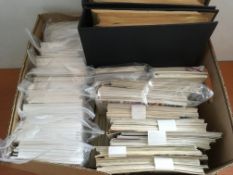 STAMPS: BOX WITH GB AND A FEW OVERSEAS FIRST DAY COVERS IN THREE FOLDERS AND LOOSE, 1952 TO 2003,