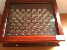 COINS: DANBURY MINT COLLECTION OF SACAGAWEA DOLLARS, SIXTY SEVEN COINS IN PRESENTATION DISPLAY CASE.