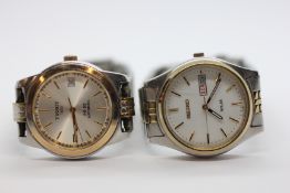 A SEIKO SOLAR GENT'S WRIST WATCH IN ORIGINAL PRESENTATION BOX + A TISSOT GENT'S PR50 AUTOMATIC