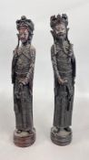 A PAIR OF GOOD QUALITY CHINESE CARVED FIGURES, LIKELY REPRESENTING AN EMPEROR AND EMPRESS, H 41CM.