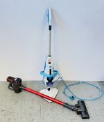 CORDLESS VACUUM CLEANER AND VAX UPRIGHT STEAM CLEANER - SOLD AS SEEN.