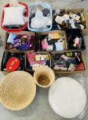 10 X BOXES OF BAGS, PERSONAL GROOMING ACCESSORIES, TIGHTS, FOOTWARE, SLIPPERS, ETC.