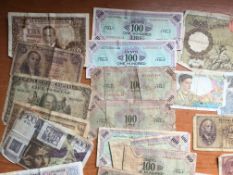 BANKNOTES: MIXED OLD OVERSEAS INCLUDING MANY ITALIAN NOTES, MOST WELL CIRCULATED TO VERY TATTY.