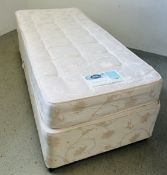 SILENTNIGHT MIRACOIL OPAL SINGLE DIVAN BED WITH DRAWER BASE WITH BEECH HEADBOARD.