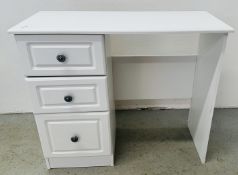MODERN WHITE FINISH 3 DRAWER DRESSING TABLE.