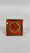 AN ANTIQUE SWISS GUUILLOCHE ENAMEL EASEL BACKED TRAVEL CLOCK 6.8 X 6..8CM.