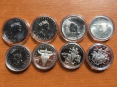 COINS: CANADA SILVER PROOF DOLLAR 1967, 1975, 1982, 1990, 1994.
