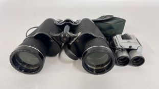 A PAIR OF PRINZLUX BINOCULARS AND A PAIR OF NATIONAL TRUST POCKET BINOCULARS.