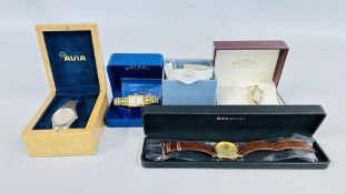 A GROUP OF 5 BOXED WATCHES TO INCLUDE A ROTARY TANK WATCH,