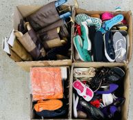 4 X BOXES OF LADIES AND GENTS FOOTWARE TO INCLUDE BOOTS, TRAINERS, SHOES, BALLY, JADE, LOUIS GIANNI,
