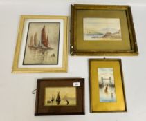 A FRAMED AND MOUNTED WATERCOLOUR DEPICTING TOWER BRIDGE BEARING MONOGRAM G.M. W 9.