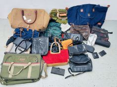 BOX OF ASSORTED SHOULDER BAGS, HANDBAGS, WALLETS, ETC.