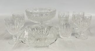 A SET OF 5 WATERFORD CRYSTAL COLLEEN PATTERN CLARET GLASS,