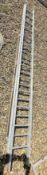 A TITAN 3.9M - 7.1M ALUMINIUM DOUBLE EXTENSION LADDER WITH SIDE STAYS.
