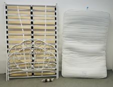 A MODERN 4FT WHITE METAL BEDSTEAD COMPLETE WITH JOHN LEWIS ESSENTIALS POCKET 1000 MEMORY MATTRESS.